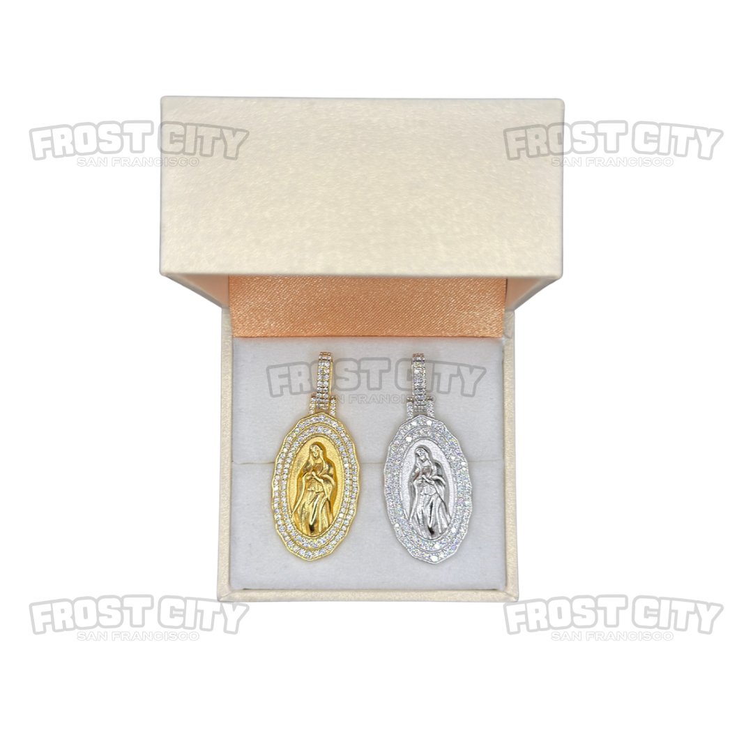 Virgin Mary Pendant .925 Sterling Silver Moissanite VVS1 D Color