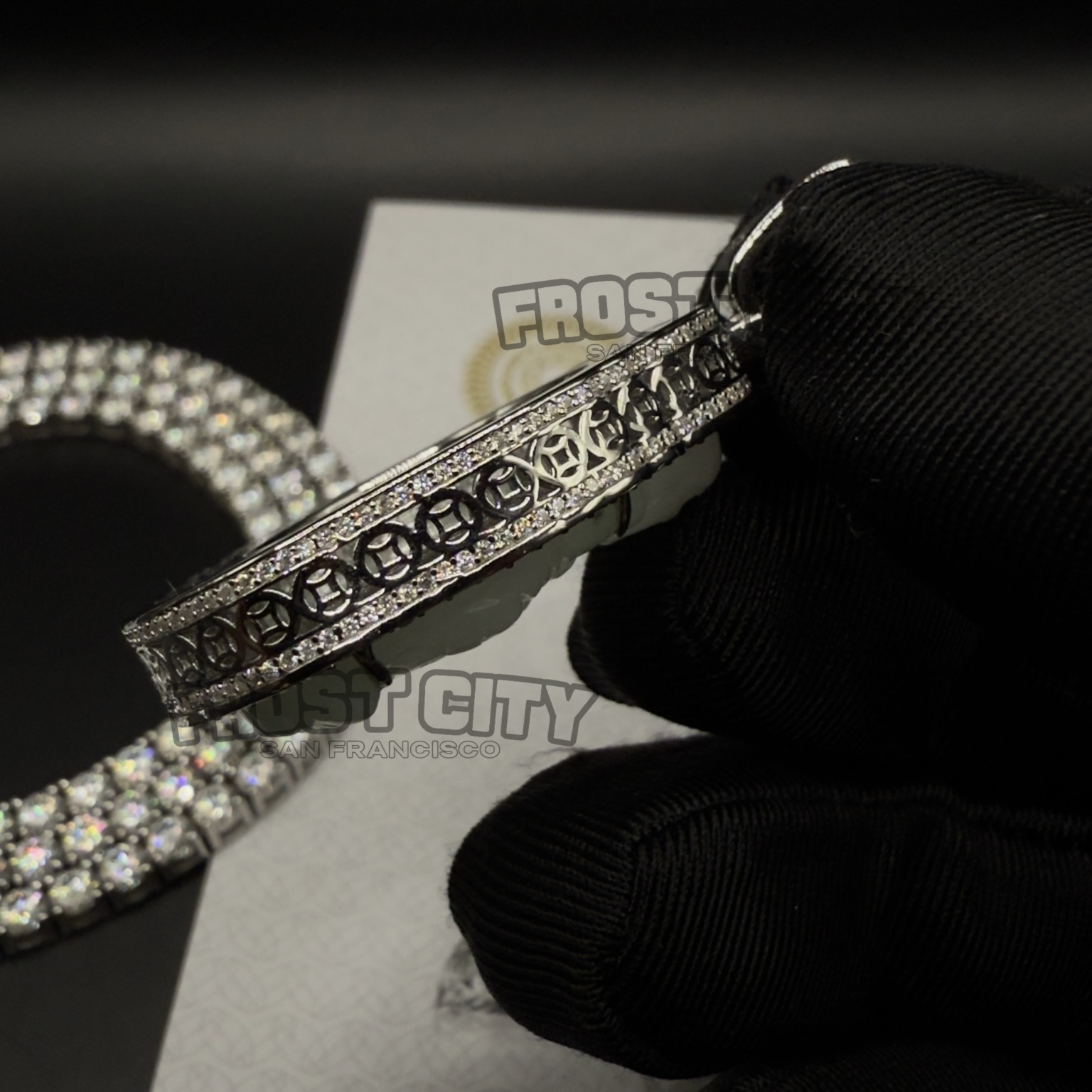 Custom Jade Buddha Pendant Natrual Jade VVS1 D Moissanite .925 Sterling Silver