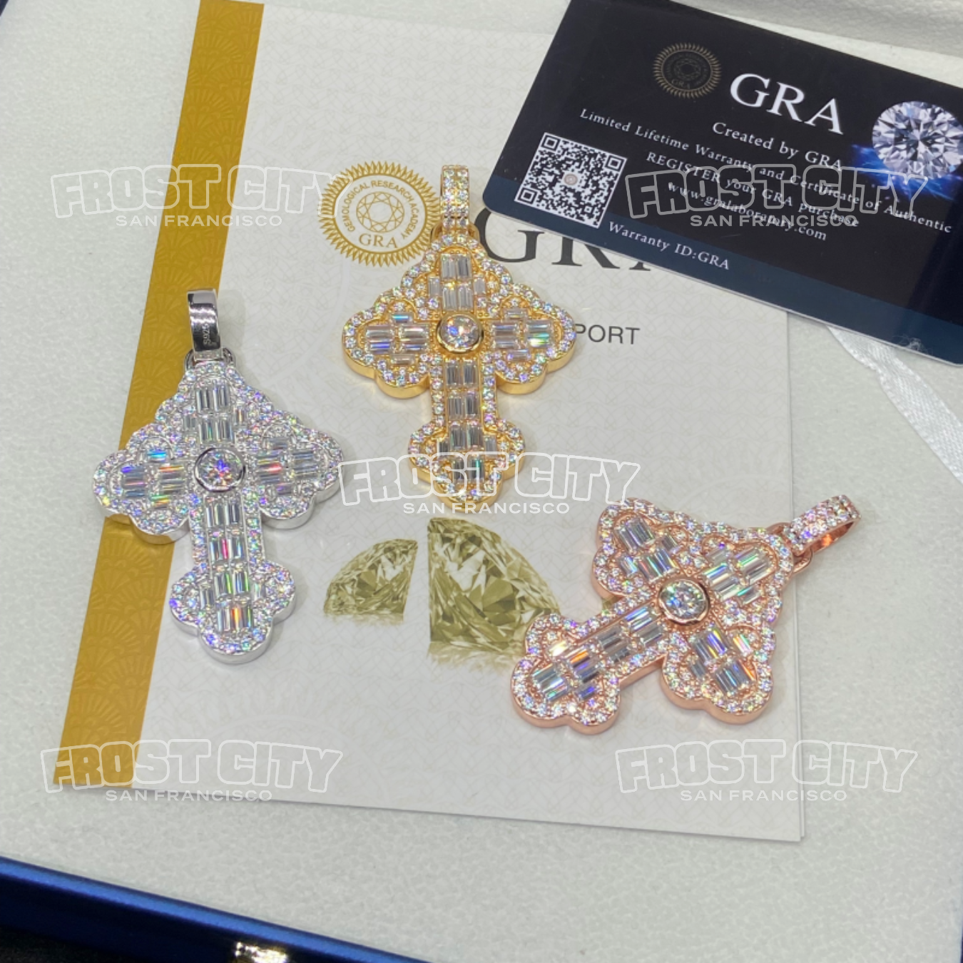 Iced Cross Pendant VVS1 D Color Moissanite .925 Sterling Silver