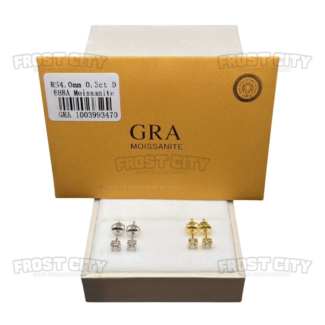 4mm 0.30CT Screwback Stud Earrings .925 Sterling Silver VVS1 D Color Moissanite