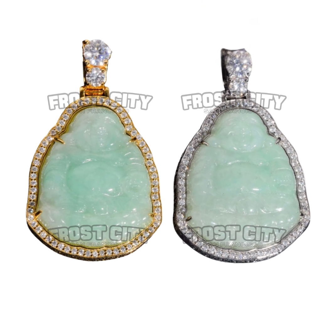 Custom Jade Buddha Pendant Jade .925 Sterling Silver VVS1 D Moissanite