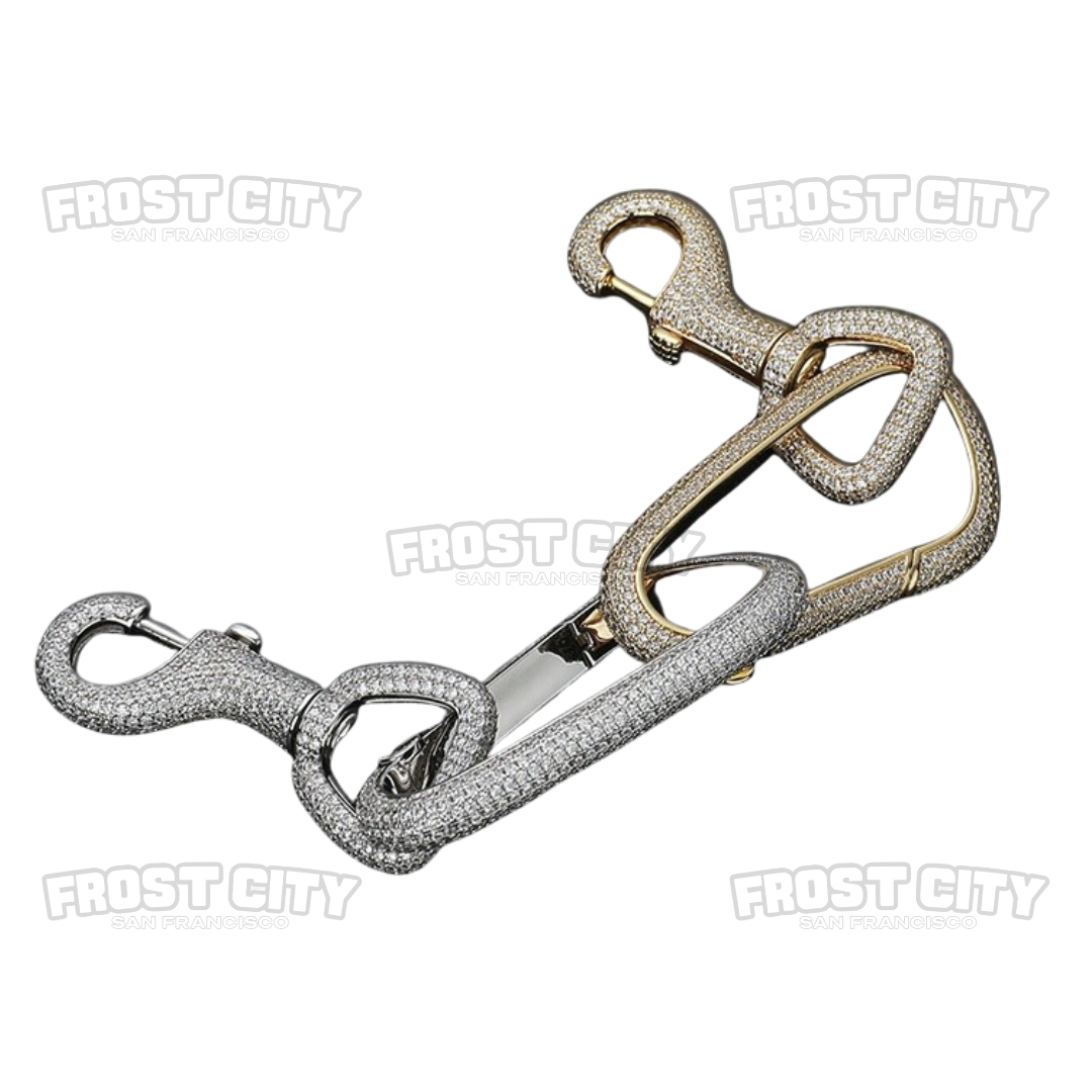 Iced Out Carabiner Charm Keychain Pendant .925 Sterling Silver VVS1 D Moissanite