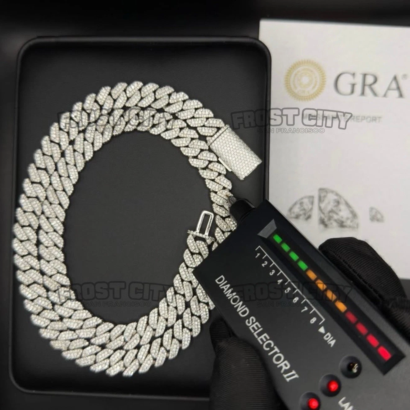 10mm Custom 3D 3 Row Cuban Chain VVS1 D Moissanite Solid .925 Sterling Silver Rhodium Plated 