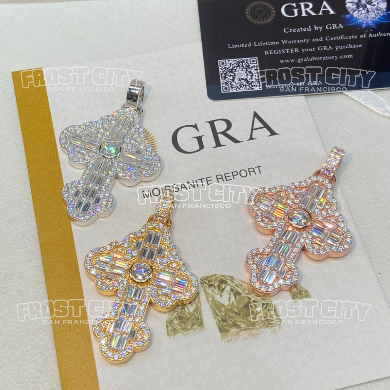 Iced Cross Pendant VVS1 D Color Moissanite .925 Sterling Silver