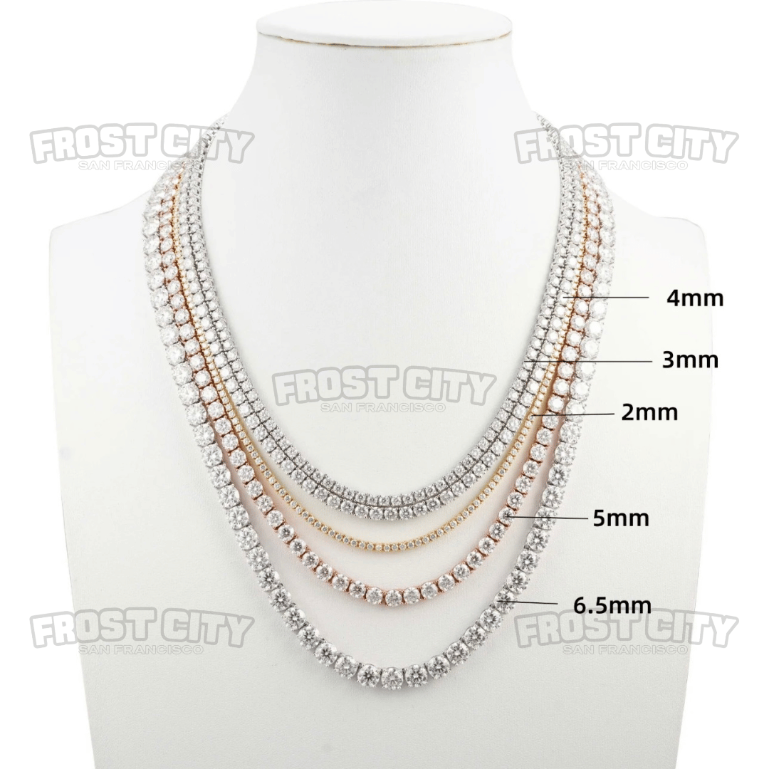 Tennis Chain 2MM–6.5MM VVS1 D Moissanite .925 Sterling Silver