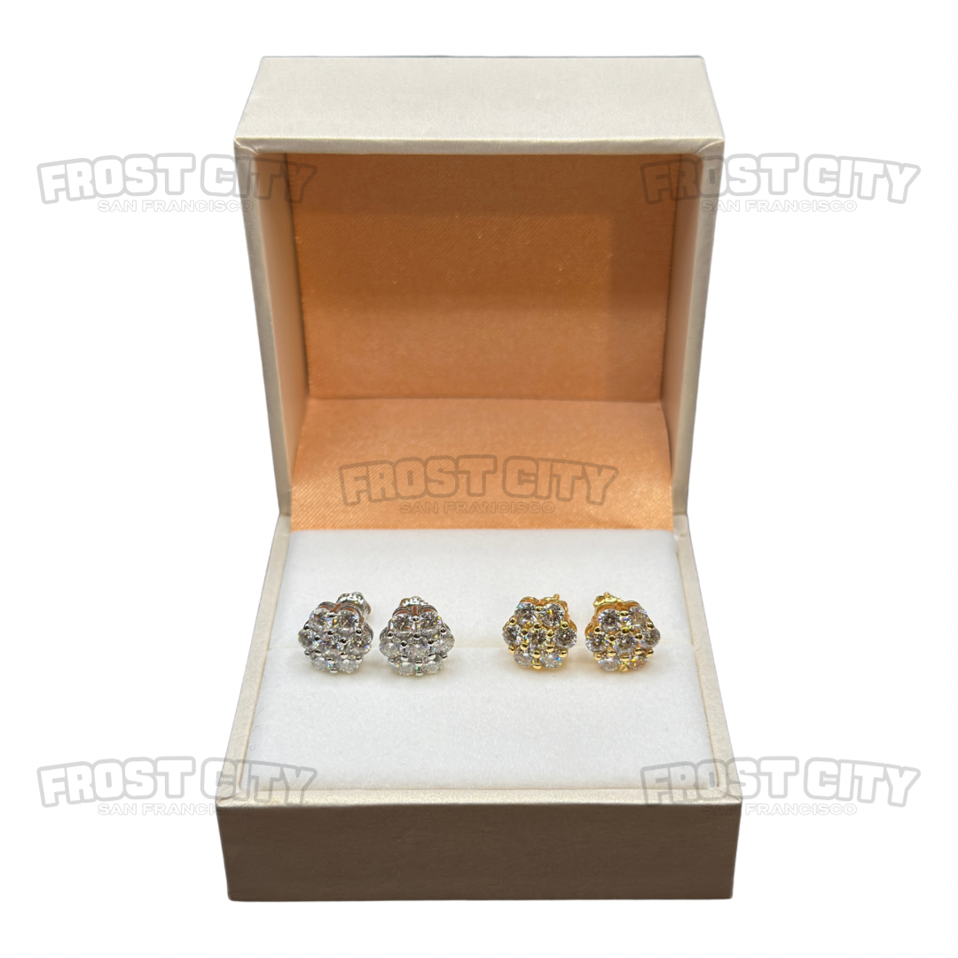 Cluster Earrings VVS1 D Moissanite .925 Sterling Silver