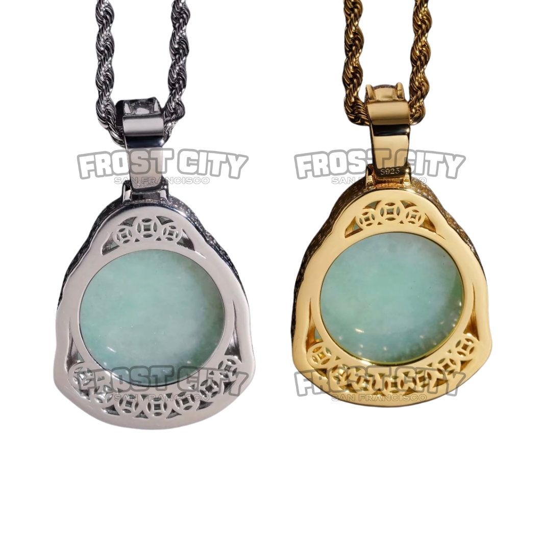 Custom Jade Buddha Pendant Jade .925 Sterling Silver VVS1 D Moissanite