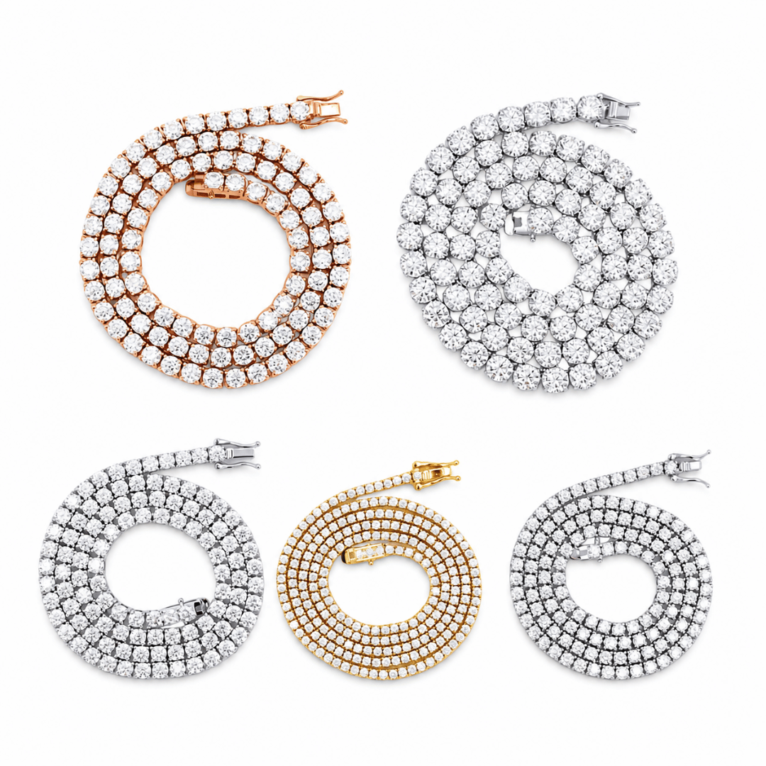 Tennis Chain 2MM–6.5MM VVS1 D Moissanite .925 Sterling Silver