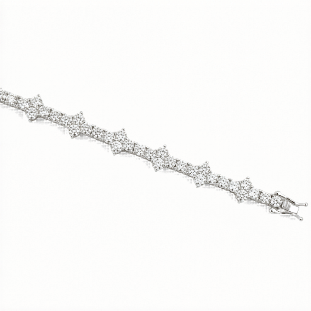 Spike Tennis Bracelet 6.5MM VVS1 D Color Moissanite Brilliance .925 Sterling Silver