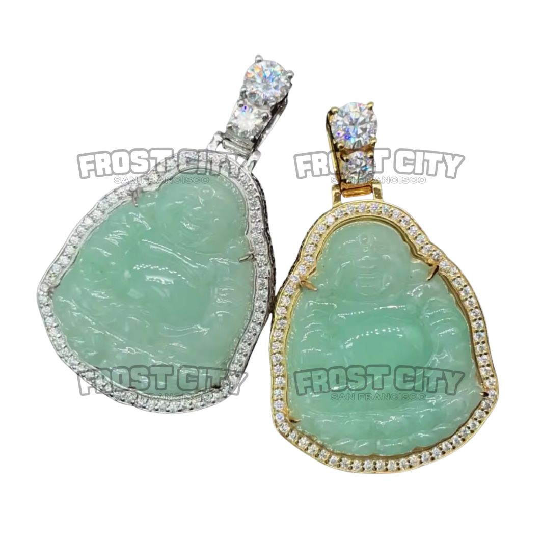 Custom Jade Buddha Pendant Jade .925 Sterling Silver VVS1 D Moissanite