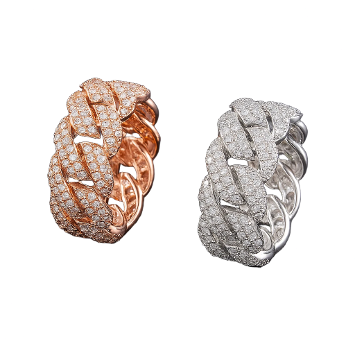 Cuban Link Ring VVS1 D Moissanite .925 Sterling Silver 