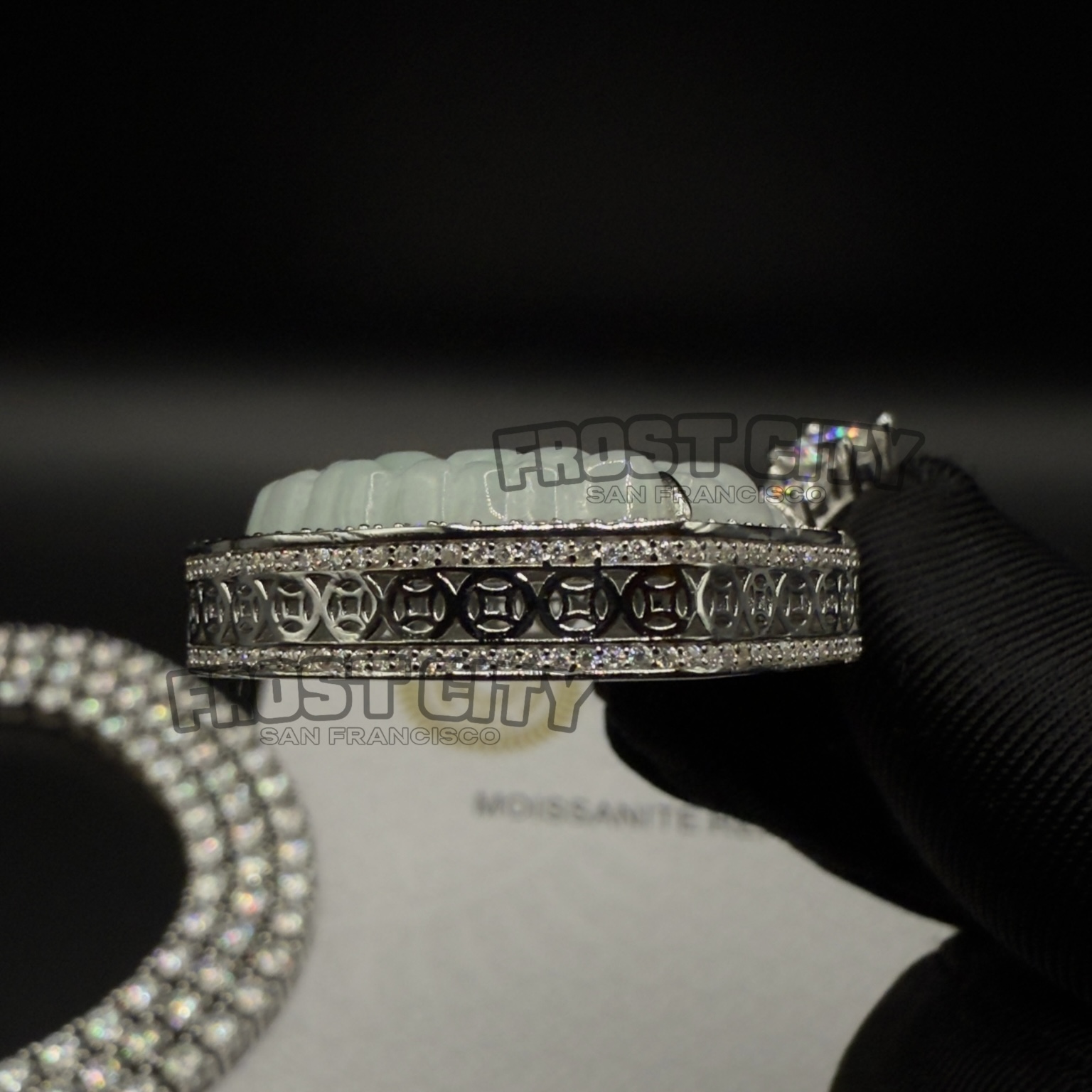 Custom Jade Buddha Pendant Natrual Jade VVS1 D Moissanite .925 Sterling Silver