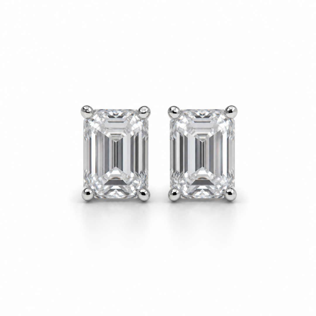 Emerald Cut 5x7mm 1CT Pushback Earrings .925 Sterling Silver VVS1 D Moissanite