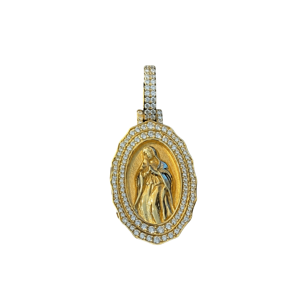 Virgin Mary Pendant .925 Sterling Silver Moissanite VVS1 D Color