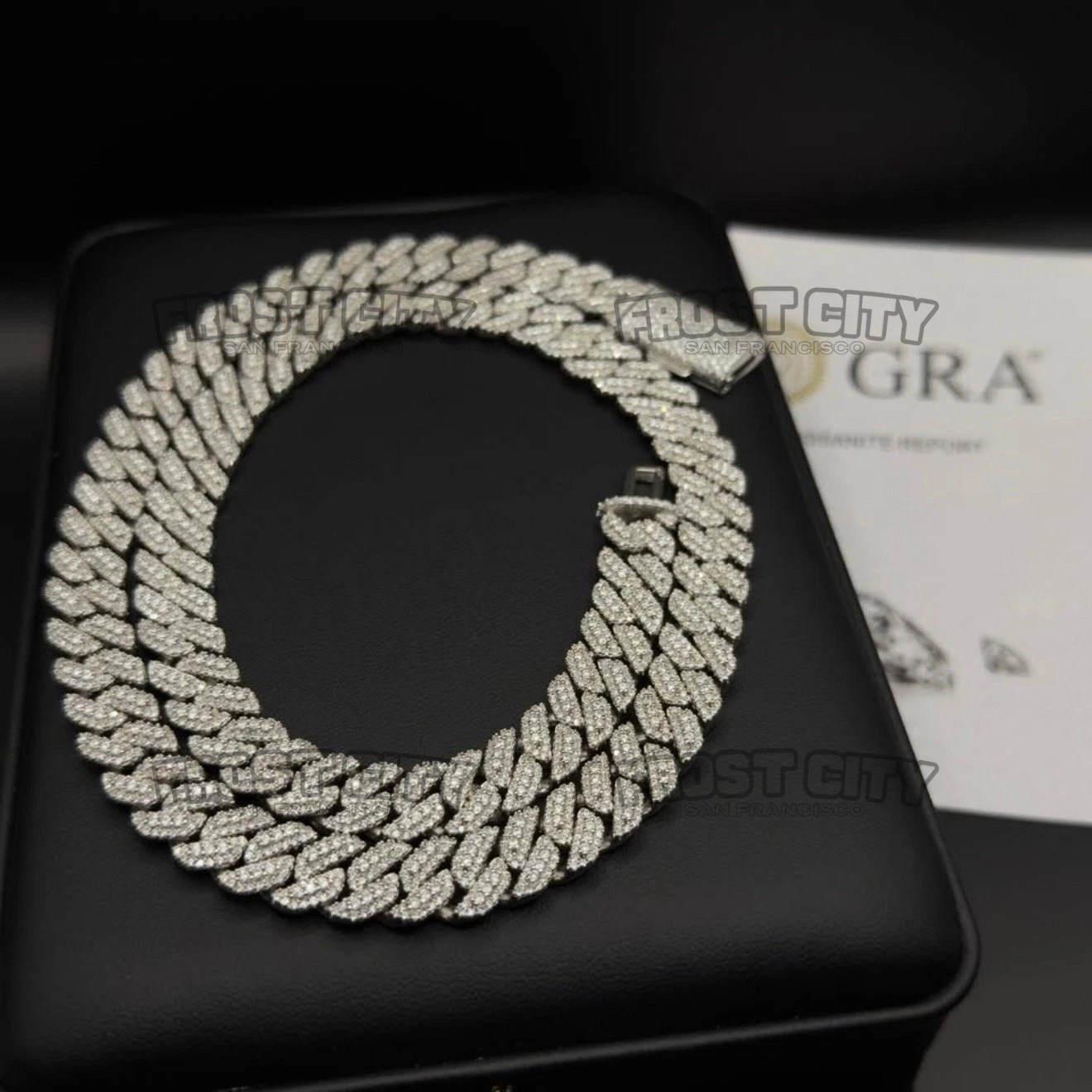 10mm Custom 3D 3 Row Cuban Chain VVS1 D Moissanite Solid .925 Sterling Silver Rhodium Plated 