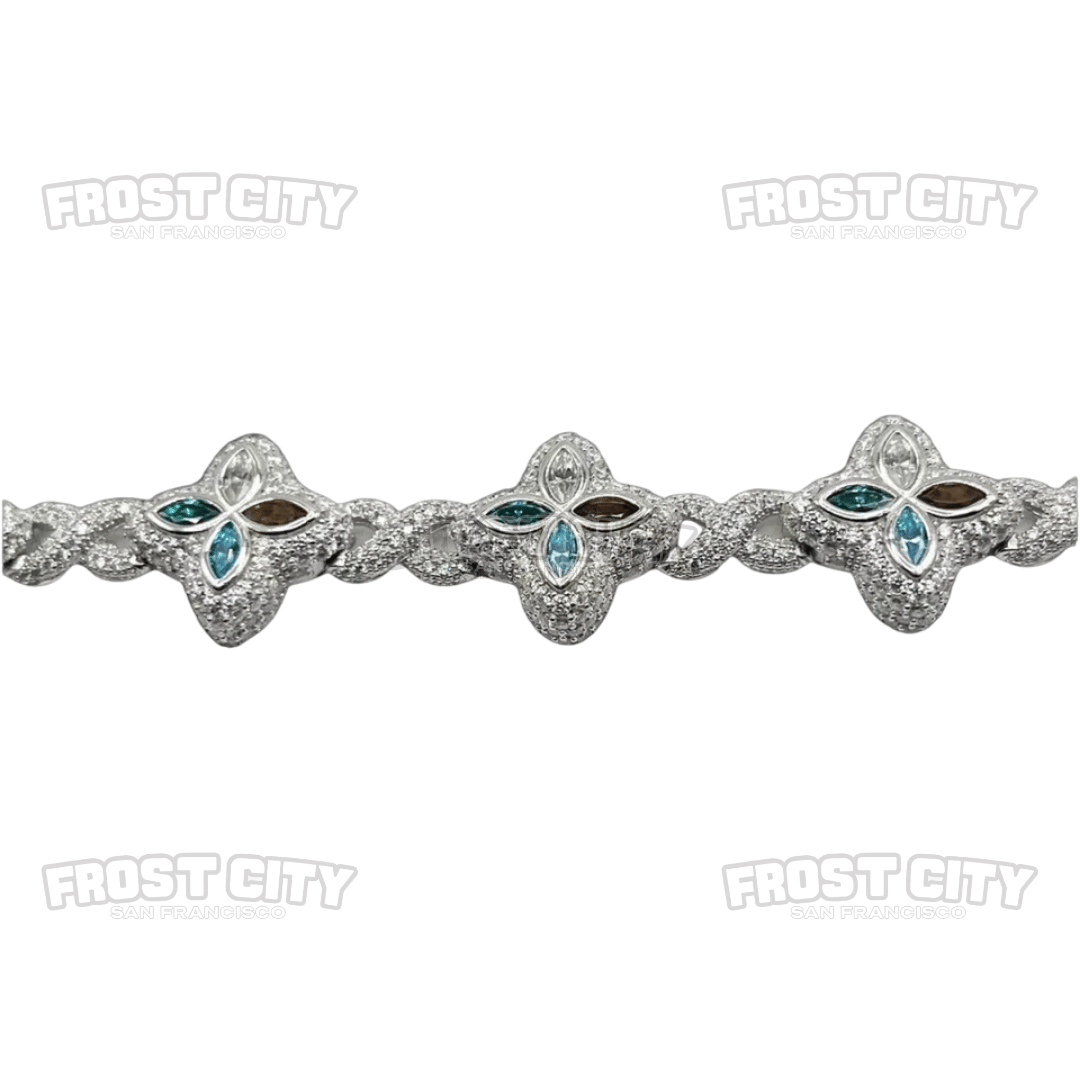 Flower Marquise Cut Infinity Bracelet VVS1 D Moissanite .925 Sterling Silver