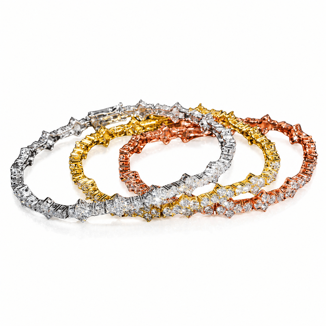 Spike Tennis Bracelet 6.5MM VVS1 D Color Moissanite Brilliance .925 Sterling Silver