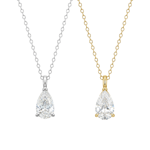 Pear Cut Solitaire 8x5mm 1CT Necklace .925 Sterling Silver VVS1 D Moissanite