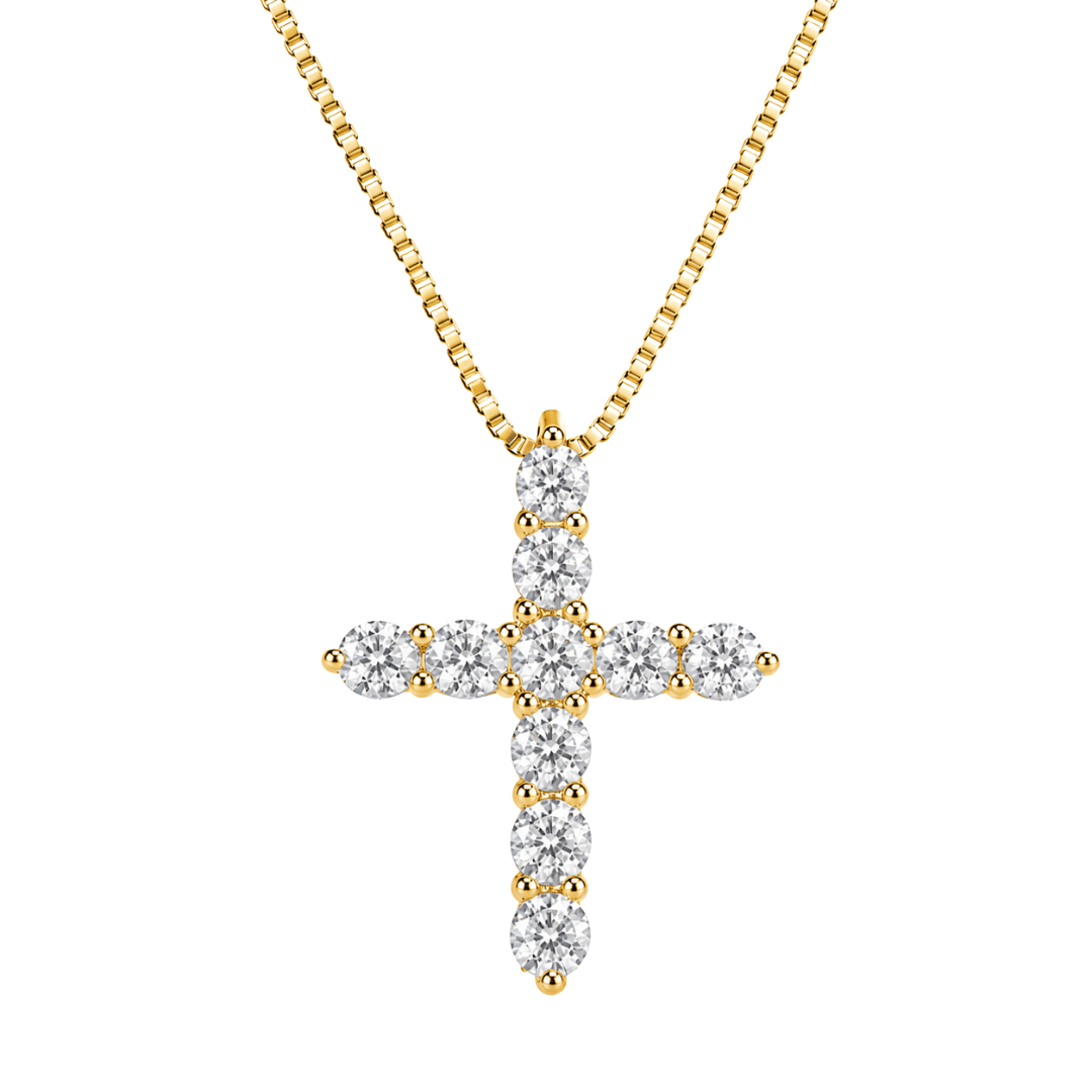 Iced Cross Pendant Chain Set VVS1 D Moissanite .925 Sterling Silver