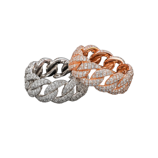 Cuban Link Ring VVS1 D Moissanite .925 Sterling Silver 