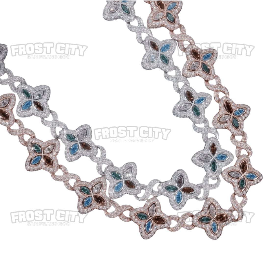 Flower Marquise Cut Infinity Bracelet VVS1 D Moissanite .925 Sterling Silver