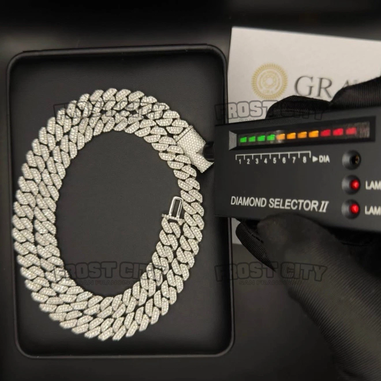 10mm Custom 3D 3 Row Cuban Chain VVS1 D Moissanite Solid .925 Sterling Silver Rhodium Plated 