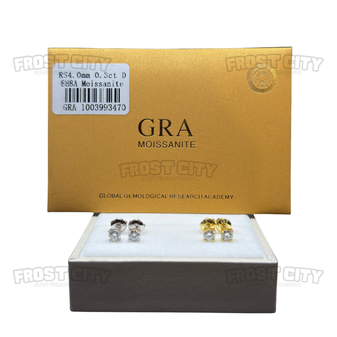 4mm 0.30CT Screwback Stud Earrings .925 Sterling Silver VVS1 D Color Moissanite