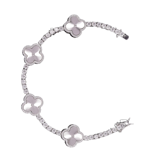 Clover Tennis Bracelet VVS1 D Moissanite .925 Sterling Silver 