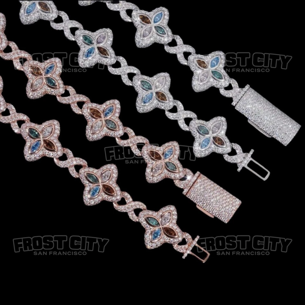 15MM Flower Marquise Cut Infinity Bracelet VVS1 D Moissanite