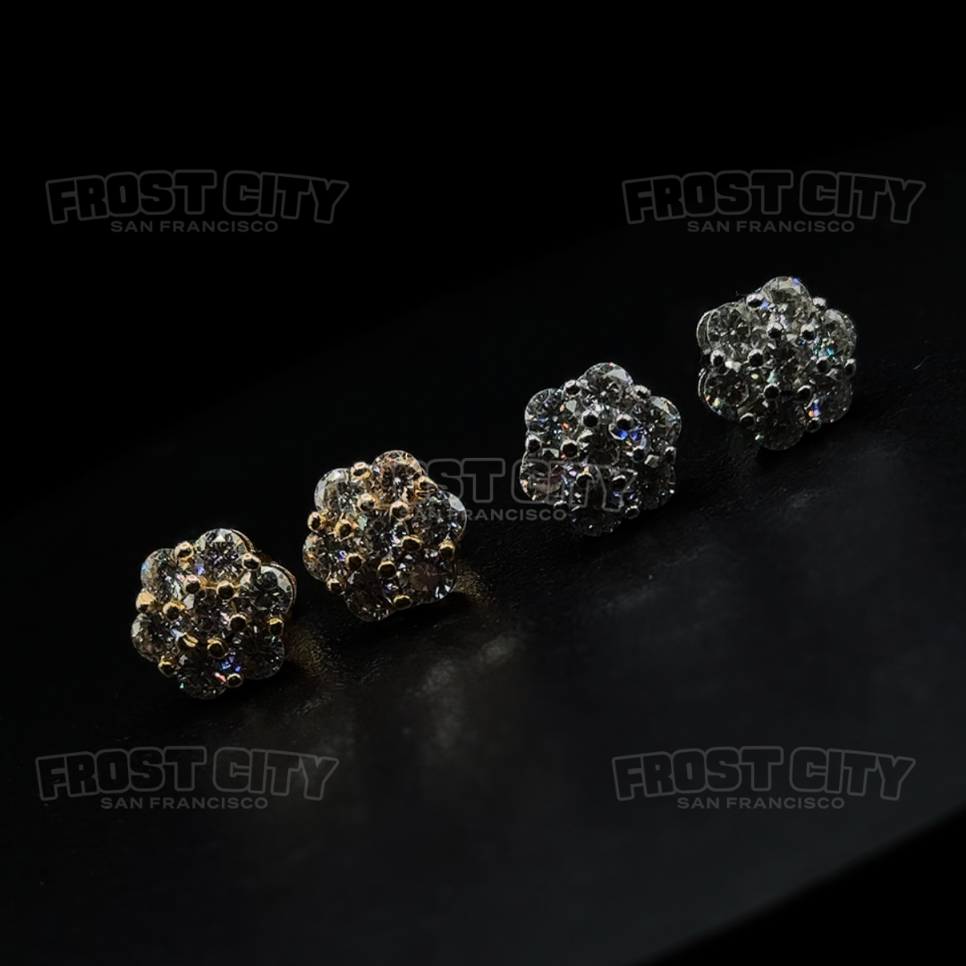 VVS1 Moissanite Cluster Earrings .925 Sterling Silver