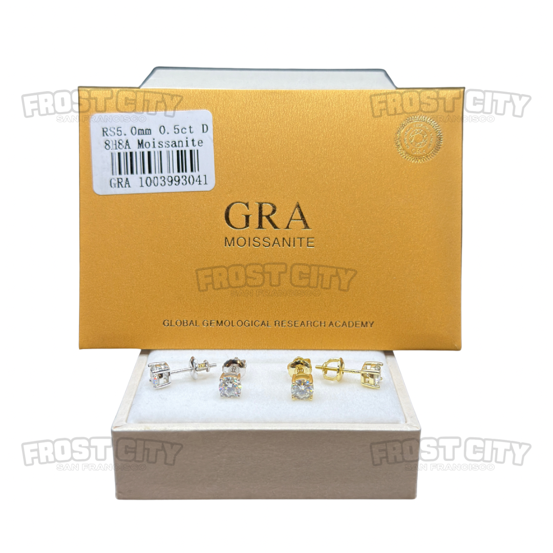 5mm 0.50CT Screwback Stud Earrings .925 Sterling Silver VVS1 D Color Moissanite