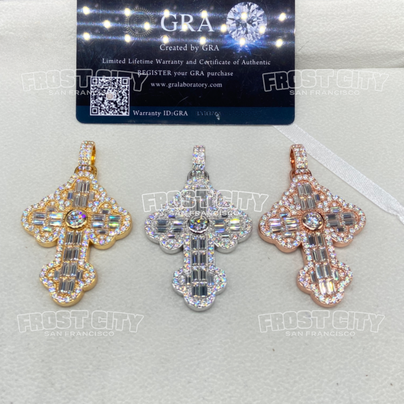 Iced Cross Pendant VVS1 D Color Moissanite .925 Sterling Silver