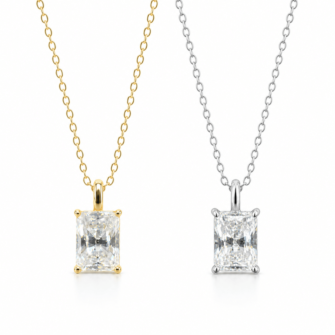 Radiant Cut 7x5mm 1CT Solitaire Necklace .925 Sterling Silver VVS1 D Moissanite
