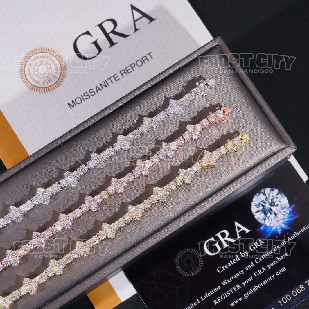 Four-Leaf Clover Tennis Bracelet 6.5MM VVS1 D Color Moissanite Brilliance .925 Sterling Silver