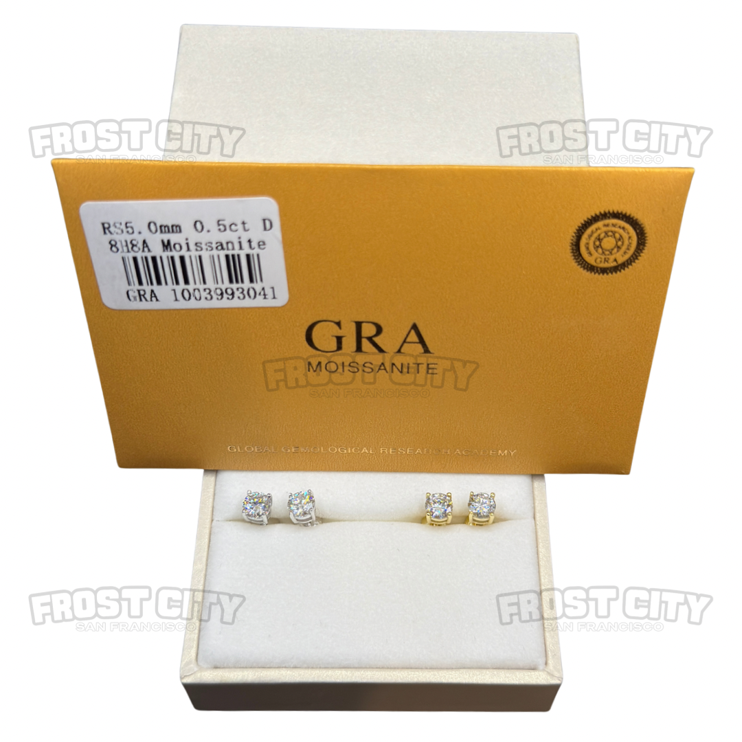 5mm 0.50CT Screwback Stud Earrings .925 Sterling Silver VVS1 D Color Moissanite