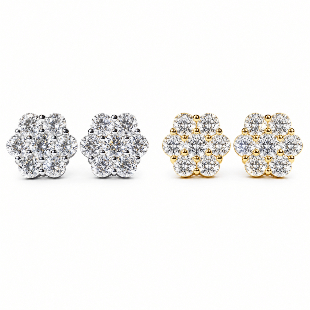 Cluster Earrings VVS1 D Moissanite .925 Sterling Silver