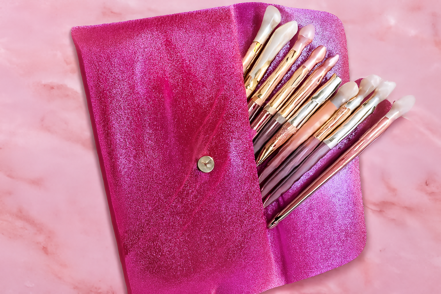 Pink pouch Makeup 10 Brush Set 