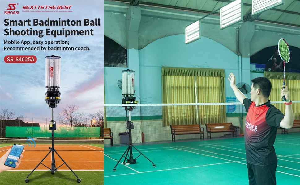 SIBOASI BADMINTON MACHINE S4025A NEW TOP SHUTTLECOCK FEEDING EQUIPMENT FACTORY SELL DIRECTLY