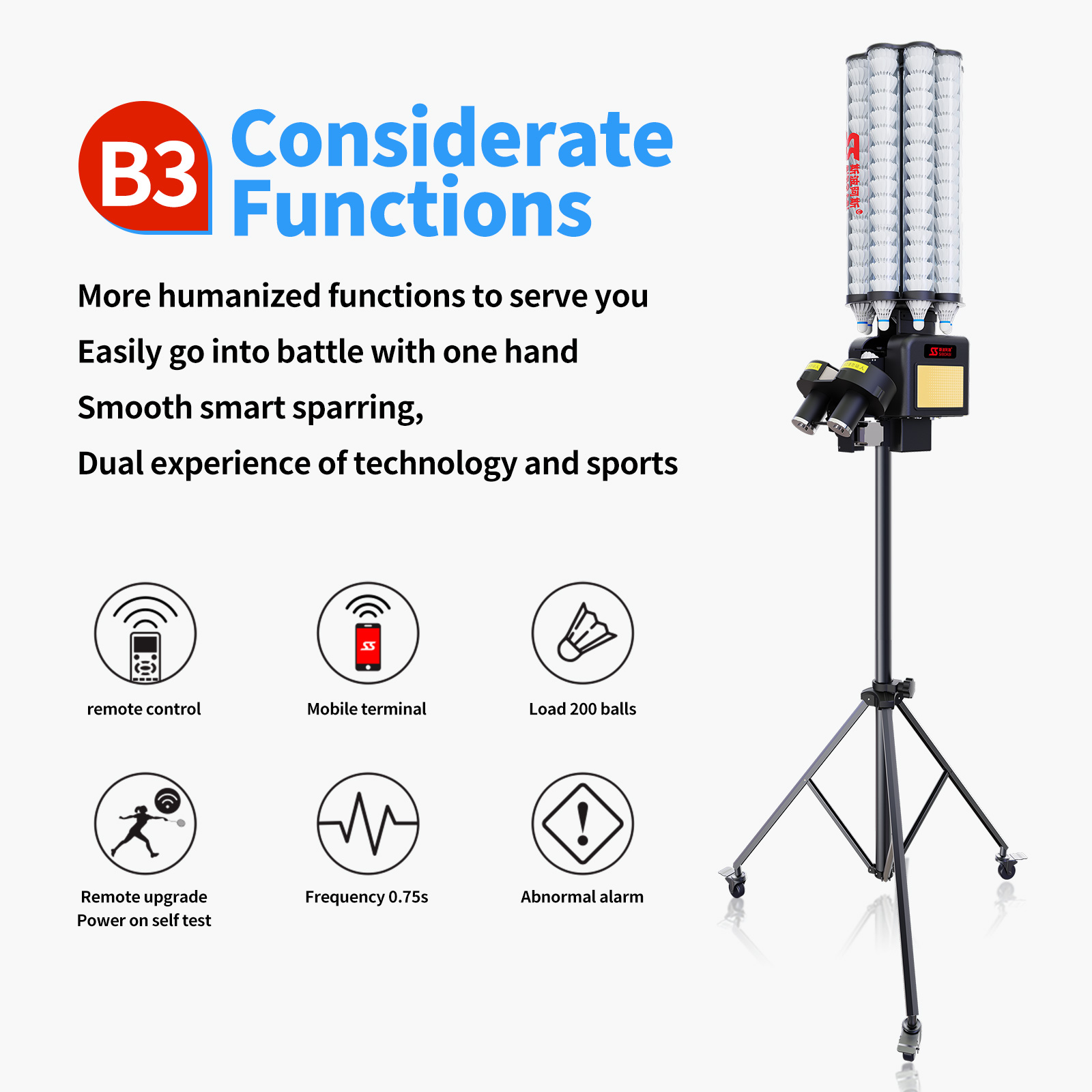 B3 SIBOASI BADMINTON TRAINING MACHINE IN THE CHEAP FACTORY COST