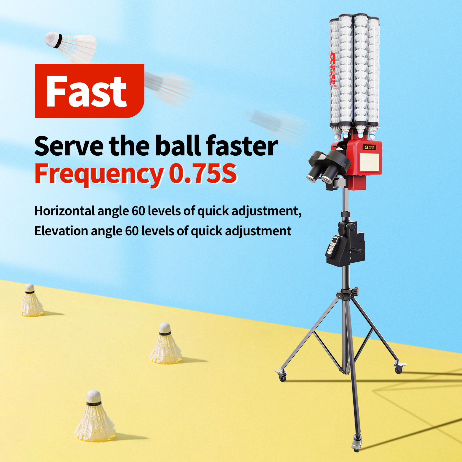 B5 NEW BADMINTON SHOOTING MACHINE IN GOOD FEATURES WITH COMPETITIVE COST