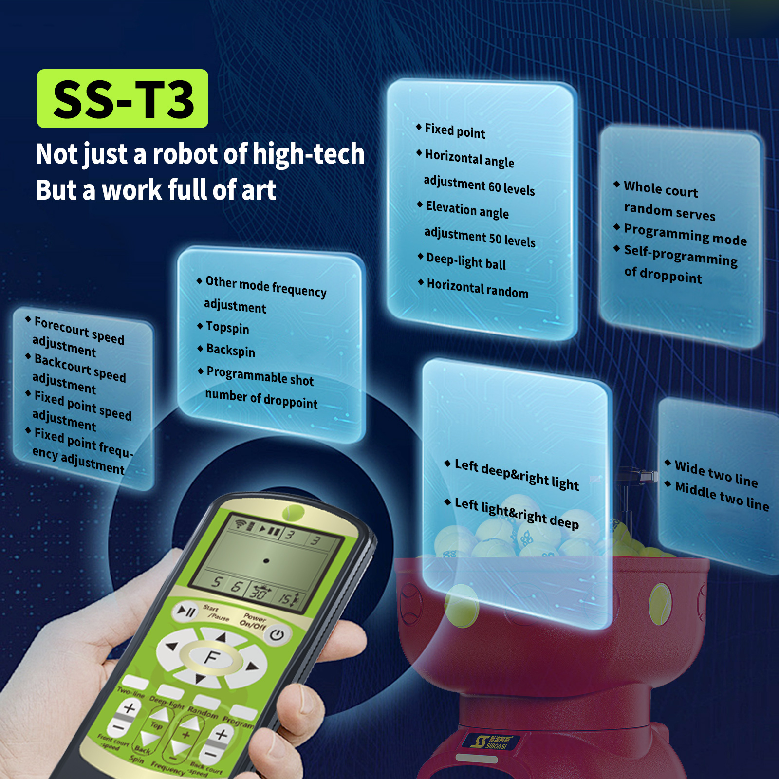 SS-T3 Tennis Ball Machine(Battery free)