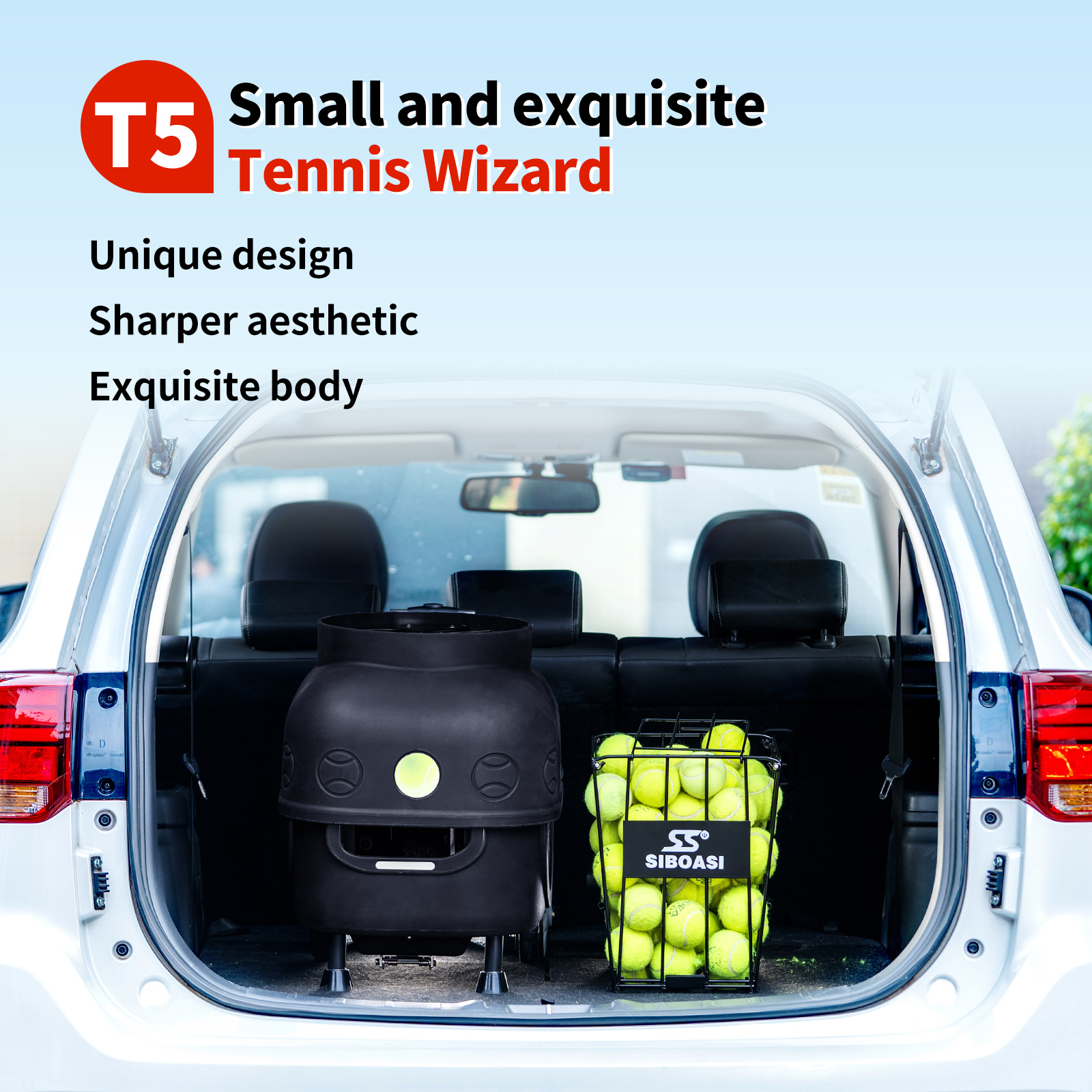 SIBOASI NEW T5 TENNIS BALL MACHINE WITH BOTH APP AND REMOTE CONTROL