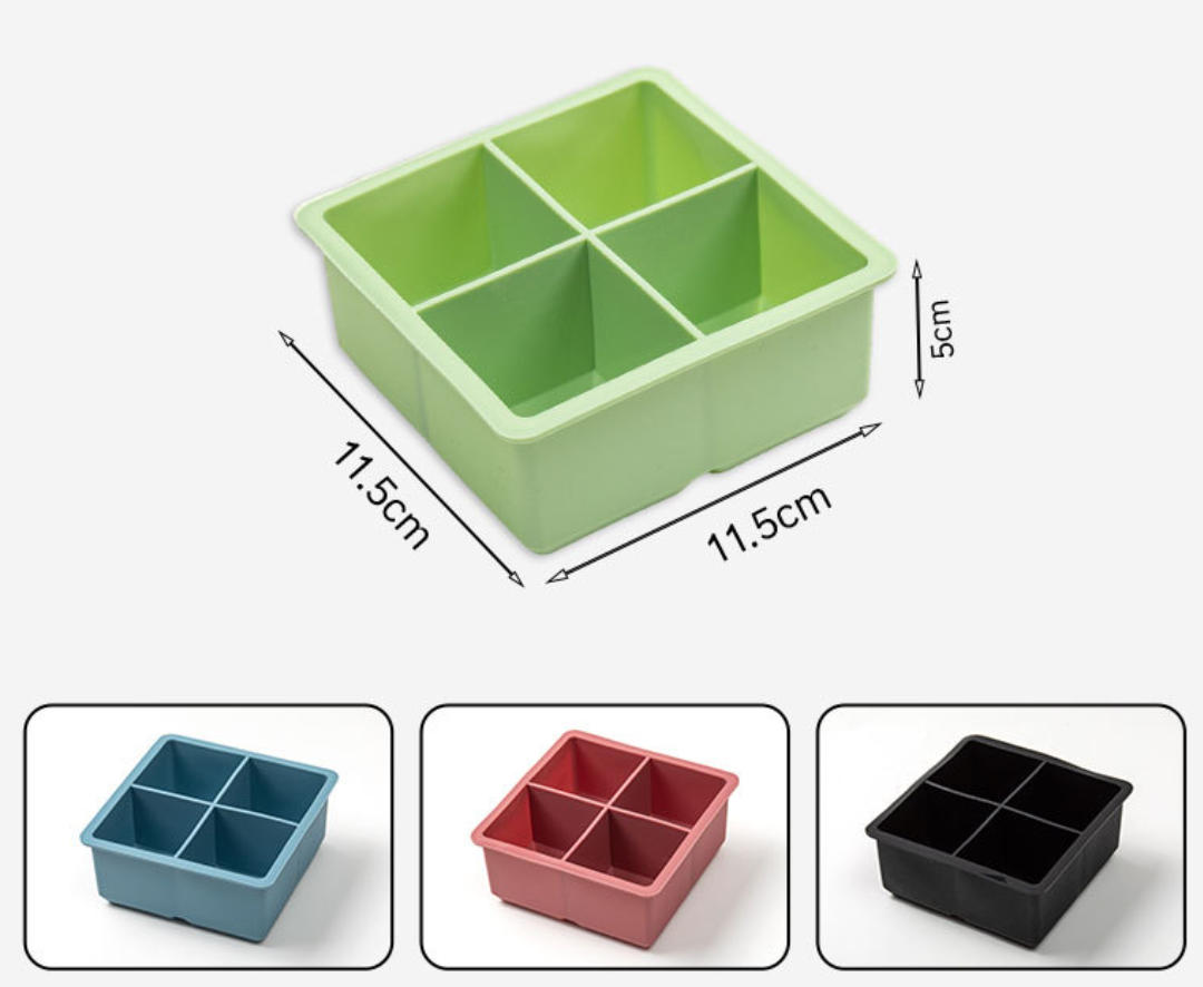 BUYUER Large Capacity Silicone Ice Mold Tray Bulk Set – 300ml Food-Grade Easy Release Ice Cube/Ball/Bar/Skull Maker with or without Lid – 4/6/8/15 Cavities for Home Bar Restaurant (Multicolor/Size Options)