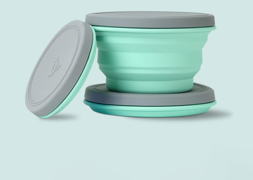 BUYUER Food Grade Platinum Silicone Foldable Travel Bowl Set with Dustproof Lid – 800ml Large Capacity Collapsible Bowl for Kids, Portable Outdoor Camping Feeding Container, Customizable Color & Logo (Pink/Blue/Green/Orange)