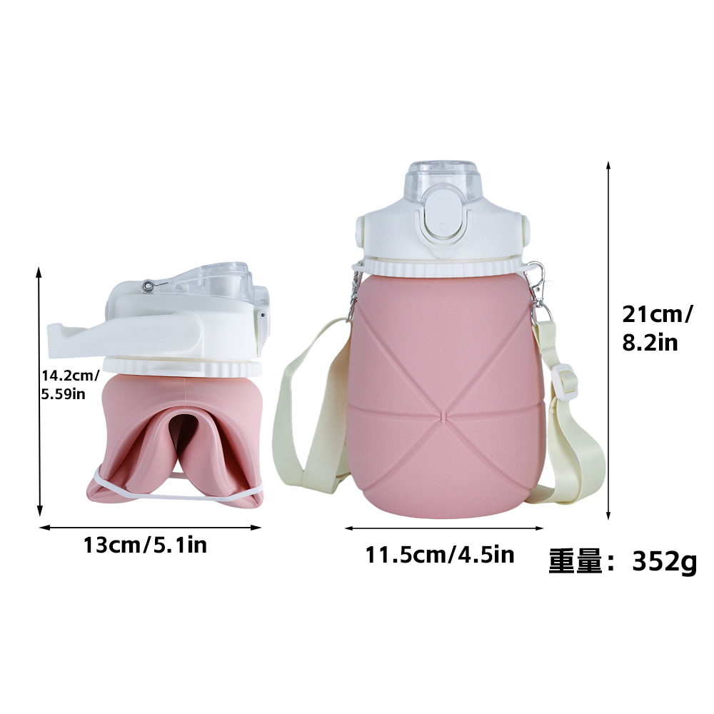BUYUER 1200ml Collapsible Silicone Water Bottle – Large Capacity Foldable Sports Water Cup with Phone Stand, BPA-Free, Heat Resistant for Gym, Hiking, Travel, Camping – Pink/Blue/Grey/Green