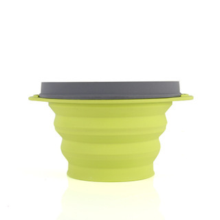 BUYUER Food Grade Platinum Silicone Foldable Travel Bowl Set with Dustproof Lid – 800ml Large Capacity Collapsible Bowl for Kids, Portable Outdoor Camping Feeding Container, Customizable Color & Logo (Pink/Blue/Green/Orange)