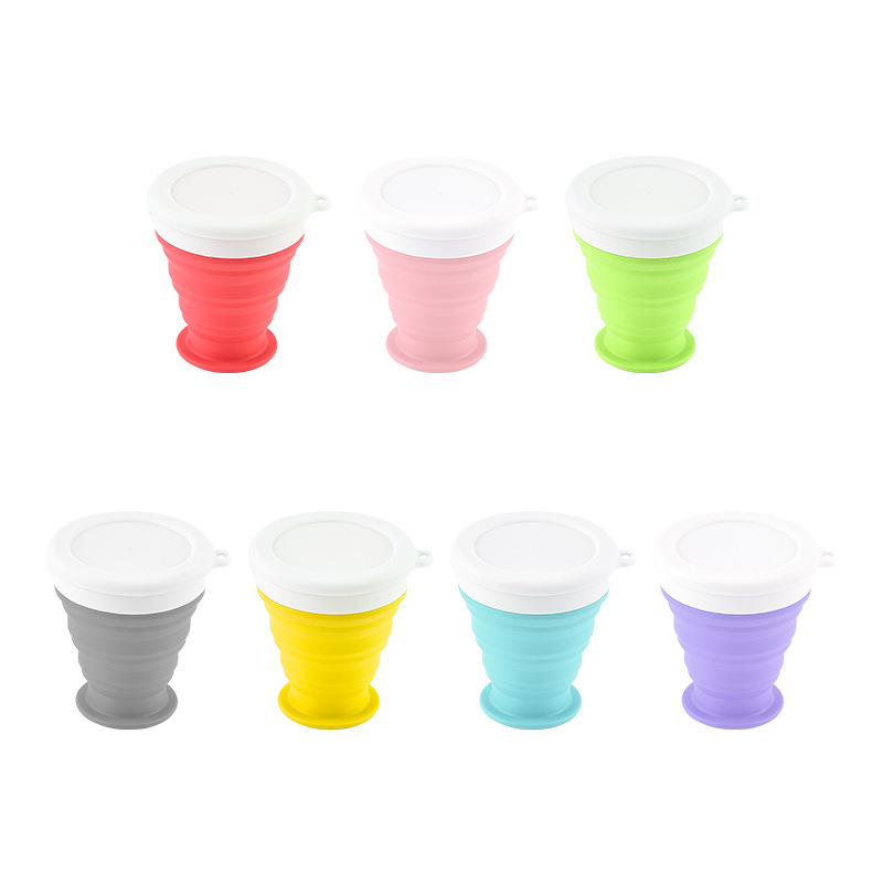 BUYUER Silicone Foldable Cup – 200ml/350ml Collapsible Travel Coffee Cup with Lid, Heat-Resistant Leakproof Portable Water Bottle for Outdoor Camping Hiking Gym & Travel – Space-Saving Lightweight (Pink)