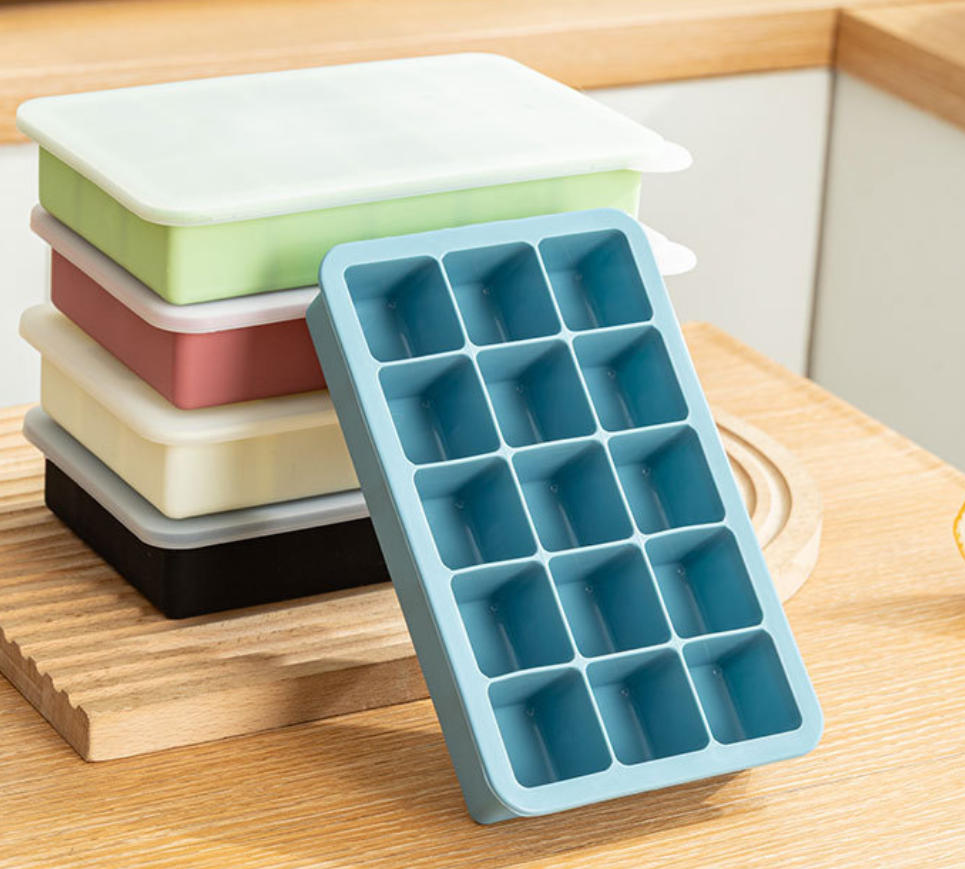 BUYUER Large Capacity Silicone Ice Mold Tray Bulk Set – 300ml Food-Grade Easy Release Ice Cube/Ball/Bar/Skull Maker with or without Lid – 4/6/8/15 Cavities for Home Bar Restaurant (Multicolor/Size Options)