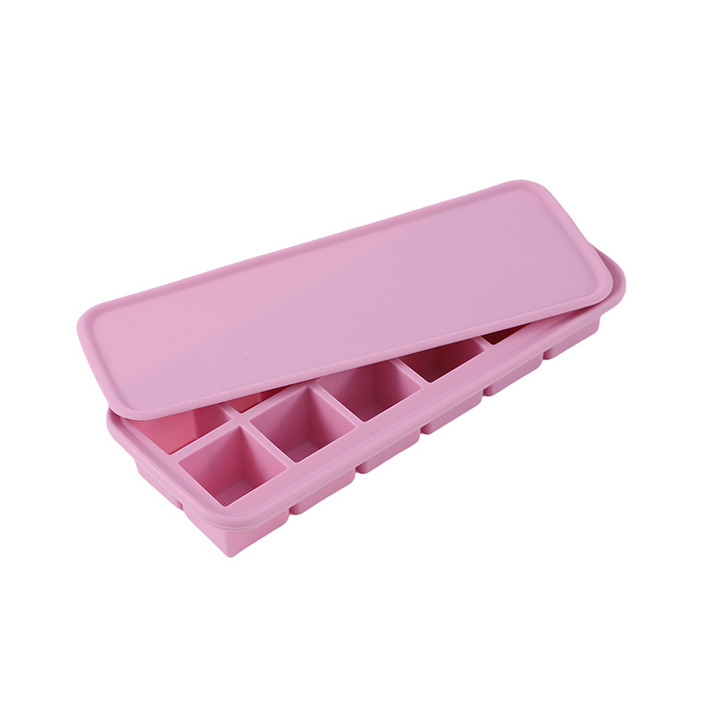 BUYUER 12-Cavity Square Silicone Ice Cube Tray (Pack of 4/6/12), Easy Release Soft Bottom Ice Mold with Self-Sealing Lid, BPA-Free for Ice, Cake, Pudding – Bulk for Home, Bar, or Café