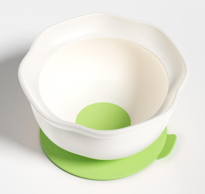 BUYUER Baby Silicone Suction Bowl – Egg Flower Design, Strong Suction Anti-Spill Toddler Training Bowl, Food Grade Microwave Safe, Portable for Travel & Weaning (Yellow/Beige/Green)